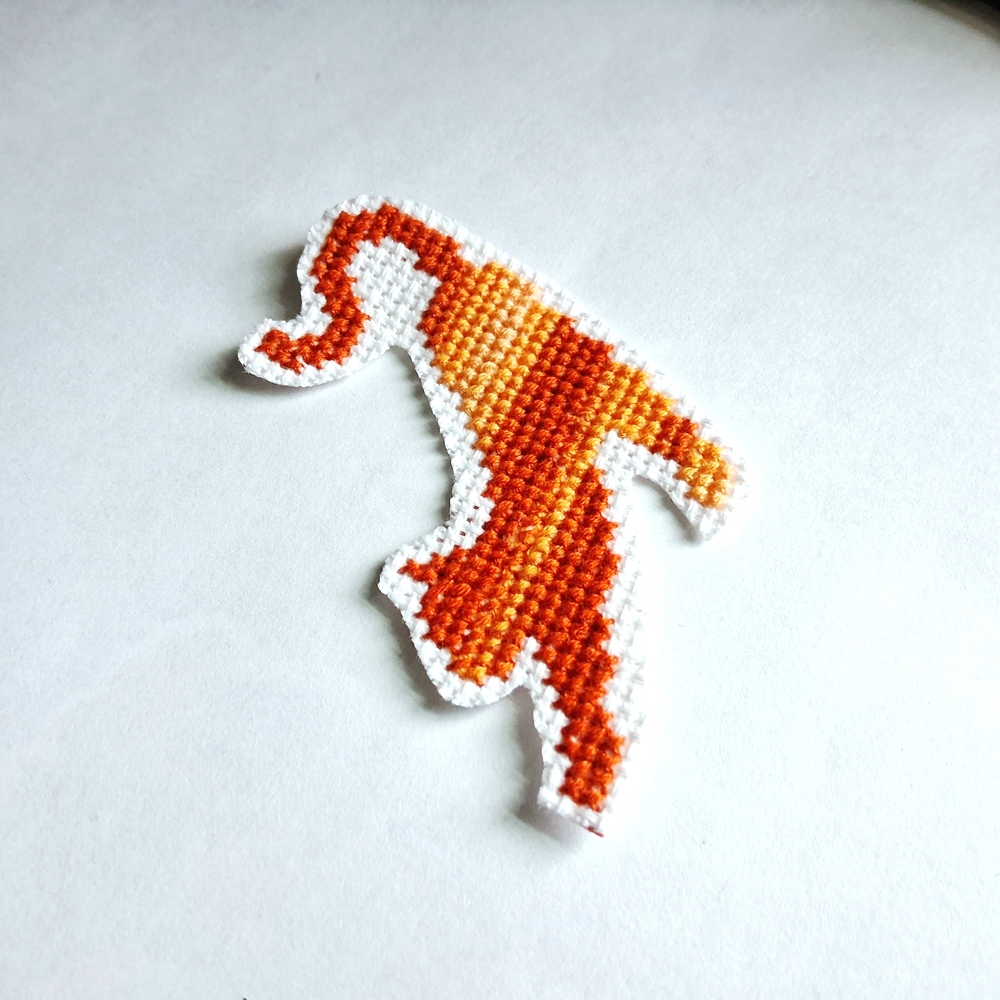 Orange Cross Stich Iron On Patch - Picture 3 of 4